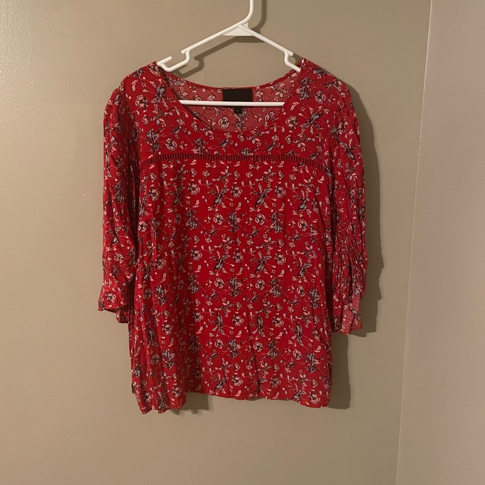 Cynthia Rowley Red Floral Blouse